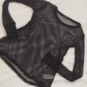 Dynamite long sleeve net  shirt with holes